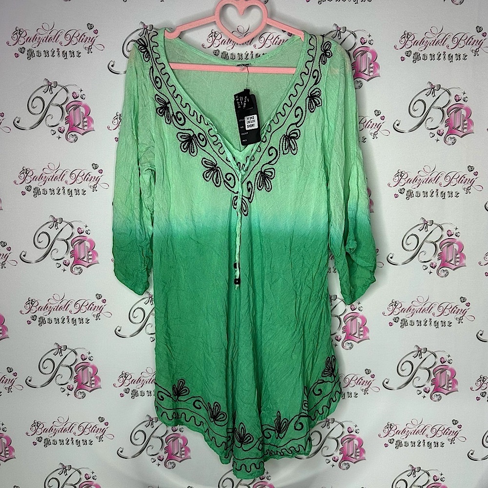 Didi’s dress ombré green embroidered embroidery floral corset lace up tie up